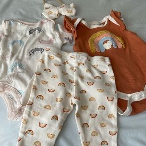 Cute boho rainbow baby onesies set